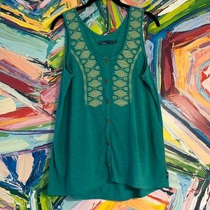 Prana button down embroidered tank